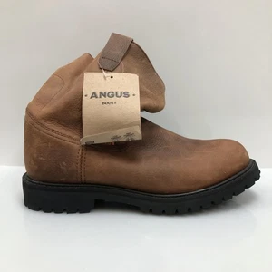 Angus Arbeitsstiefel Herren Größe 10 Braun Leder Zum Überziehen Sohle Knöchel Arbeitskleidung Logo - Bild 1 von 11