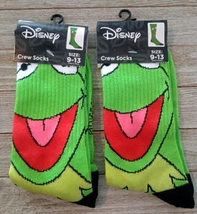 2 Disney Muppets Kermit der Frosch grüne Crew-Socken Größe 9-13 - Bild 1 von 3