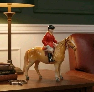 Vintage Huntsman on Horse Figurine Red Coat Palomino Ceramic REPAIRED - Picture 1 of 16