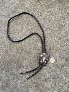 Vintage V.H.L.C mexikanische Intarsien Sterlingsilber Hufeisen Bolokrawatte - Bild 1 von 4