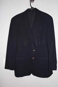 NAVY-BLUE POLO by RALPH LAUREN 100% WOOL GOLD METAL BUTTON BLAZER JACKET sz 44R - Picture 1 of 6