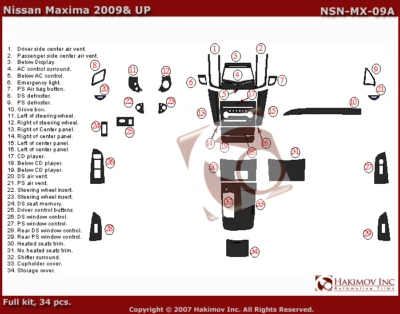 FOR NISSAN MAXIMA 2009 - 2015 NEW CHERRY WOOD GLOSS INTERIOR WOOD DASH TRIM KIT - Image 1 of 4