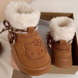 Sanrio Hello Kitty Embroidered Faux Fur Boots Boho Braided Tassel Booties US8 - Picture 1 of 19