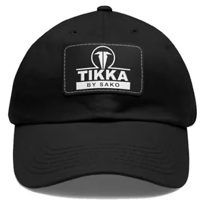 TIKKA by SAKO Firearms Black Dad Hat with Leather Patch - Adjustable Size - Picture 1 of 2