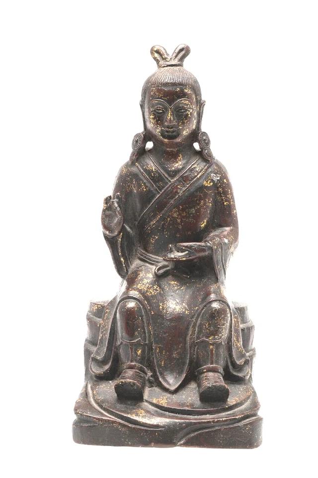 CHINESE BRONZE BUDDHA GILT SPLASHES~18TH C IN STYLE ~MARKS~23.5 cm TALL ANTIQUE - Image 1 of 4