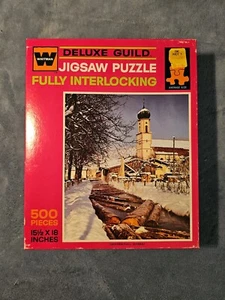 NOS WHITMAN DELUXE GUILD 500 PIECE PICTURE PUZZLE Oberammergau Germany SEALED - Picture 1 of 5