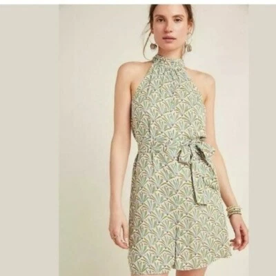 Mameluco halter Anthropologie Maddie estampado de palma de helecho verde Foto 1 de 4