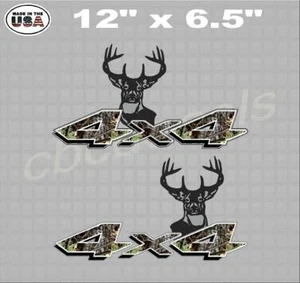 Camo Deer Hunting 4x4 Truck Bed Decal Sticker Truck Decal Set of 2  - Picture 1 of 1