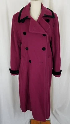 Maxi abrigo largo de terciopelo de lana Spiegel de doble botonadura para mujer 12P frambuesa Foto 1 de 4
