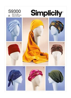 SIMPLICITY 9300 MISSES TURBANS HEADWRAP HATS Sewing Pattern - Image 1 of 4