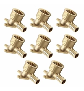 Cheetah 8PCS 1/2" PEX x 1/2" Female Drop Ear Elbow Crimp Brass Fittings, No Lead - Picture 1 of 2