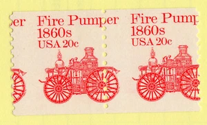 Scott #1908 Fire Pumper Coil Pair of Stamps - MNH MisPerf - Picture 1 of 1