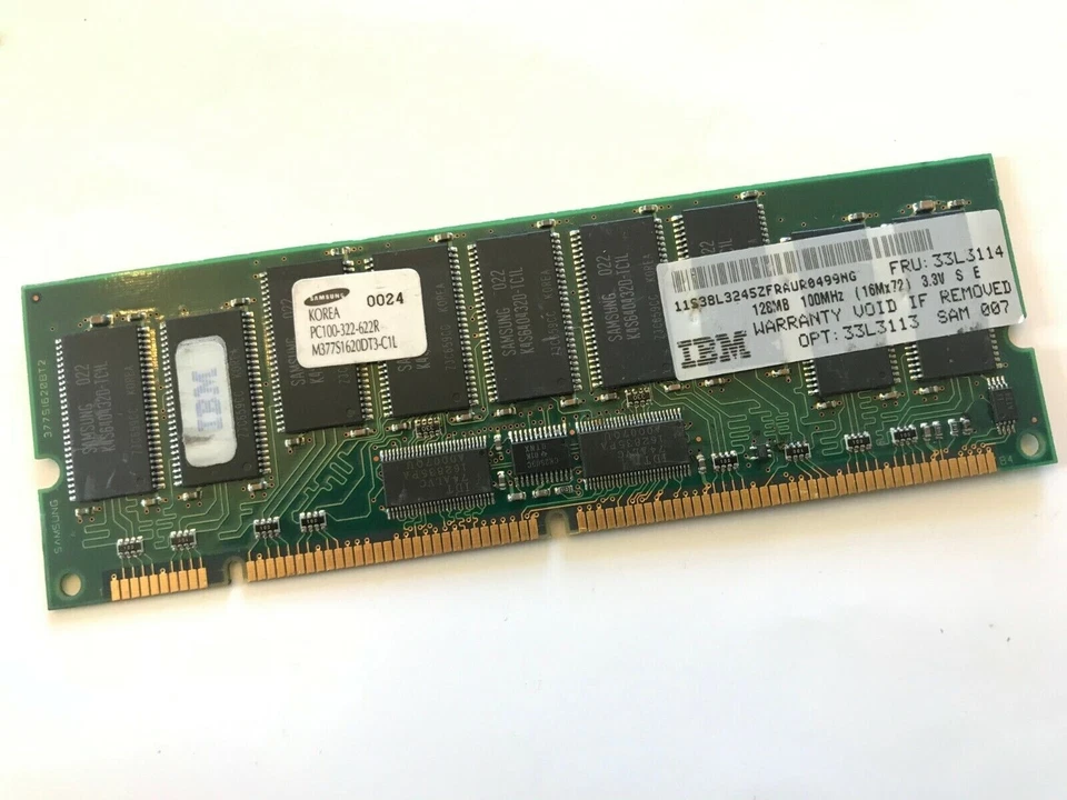 IBM FRU 33L3114 168 pines 3.3V PC100 CL3 16x4 DIMM ECC registrado fcb11.1 Foto 1 de 1
