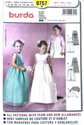 Burda Pattern 9757 Girls Formal Flower Girl Party Bridesmaid Dress Sizes 2 - 8 - Image 1 of 2