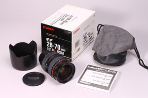 CANON EF 28-70MM F/2.8 L USM LENS W CAPS, HOOD, CASE, BOX-READ DESCRIPTION!!