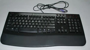 VINTAGE GATEWAY KB-0532 PS/2 WIRED COMPUTER KEYBOARD BLACK ERGONOMIC - Picture 1 of 2