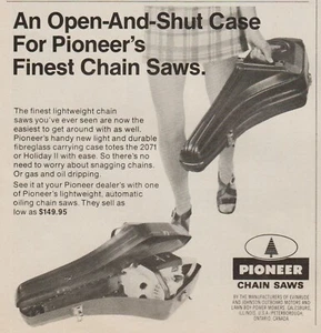 1971 Pioneer Chainsaws - "An Open-And-Shut Case" - Woman Carries- Print Ad Photo - Picture 1 of 2