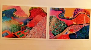 Seltene David Hockney Kunstdrucke abstrakte Landschaft x 2 ROYAL ACADEMY AUSSTELLUNG - Bild 1 von 3