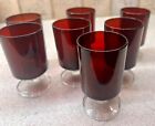 Set Of  7 Vintage Arcoroc France Luminarc Ruby Red Cocktail Glasses Gorgeous