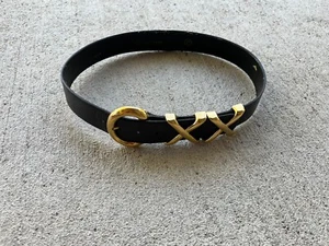 ST. John Belt Size P 0539 Black Leather Gold Hardware - Picture 1 of 15