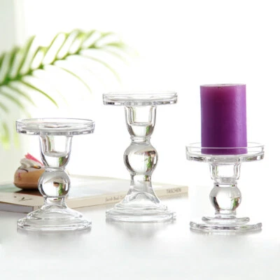 Transparent Glass High Candlestick Candle Holder Candlesticks Decoration Stand - Image 1 of 4