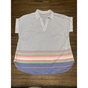 Talbots Women’s Striped Lightweight Short Sleeve V-Neck Top Size Medium - Picture 1 of 9