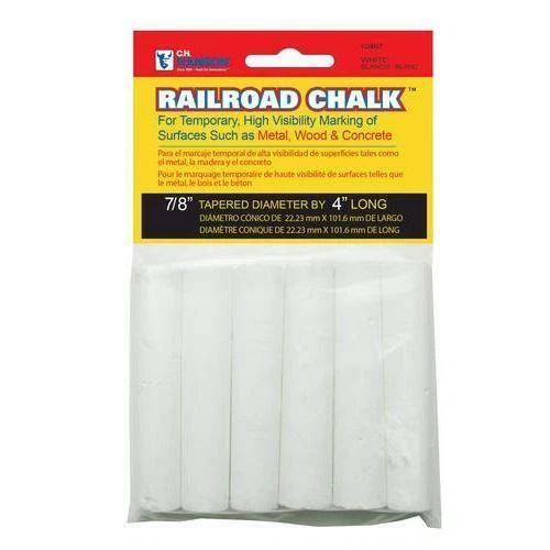 CH Hanson 6 pack 4" Railroad Chalk, Tapered, White, 10467 - Image 1 of 1