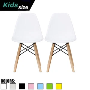 Modern Accent Kids Toddler Children Chair with Eiffel Natural Wooden Legs - Picture 1 of 42