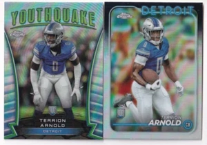 Terrion Arnold 2024 TOPPS CHROME YOUTHQUAKE REFRACTOR + RC REFRACTOR LOT LIONS - Picture 1 of 2