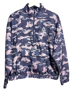 Reebok Camo Quarter-Zip Windbreaker Jacket Women’s Size M Purple Pink Pullover - Picture 1 of 14