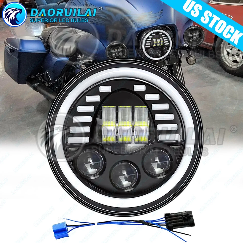 Faro LED de 7 pulgadas de haz alto bajo DRL luz de giro para Harley Davidson Street Glide Foto 1 de 4