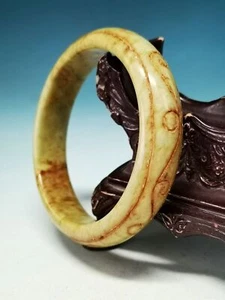 Seltene Qualität exquisites natürliches altes Hardjade handpoliertes Blumenarmband F08 - Bild 1 von 6
