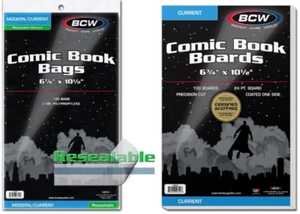 (10 pack) BCW Resealable Comic Book Bags (Modern/Current) and Boards Acid Free - Picture 1 of 2