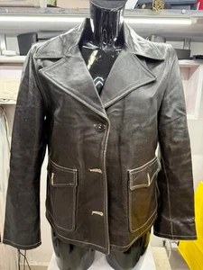  Cappotto Giacca NOTTING HILL In Vera Pelle Donna Woman Taglia XL Nero AM53 - Picture 1 of 14