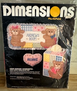 Dimensions Plastic Point Needlework Teddy Nursery Coordinate Tissue Cover & Sign - Picture 1 of 5