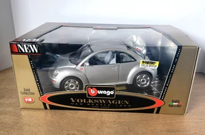 Burago 1998 Die Cast 1:18 Volkswagen VW New Beetle Silver Diecast Made in Italy - Picture 1 of 10
