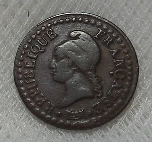 L'AN 8 A (1799-1800) FRANCE KEY DATE ONE CENTIME BRONZE COIN F-VF - Picture 1 of 2