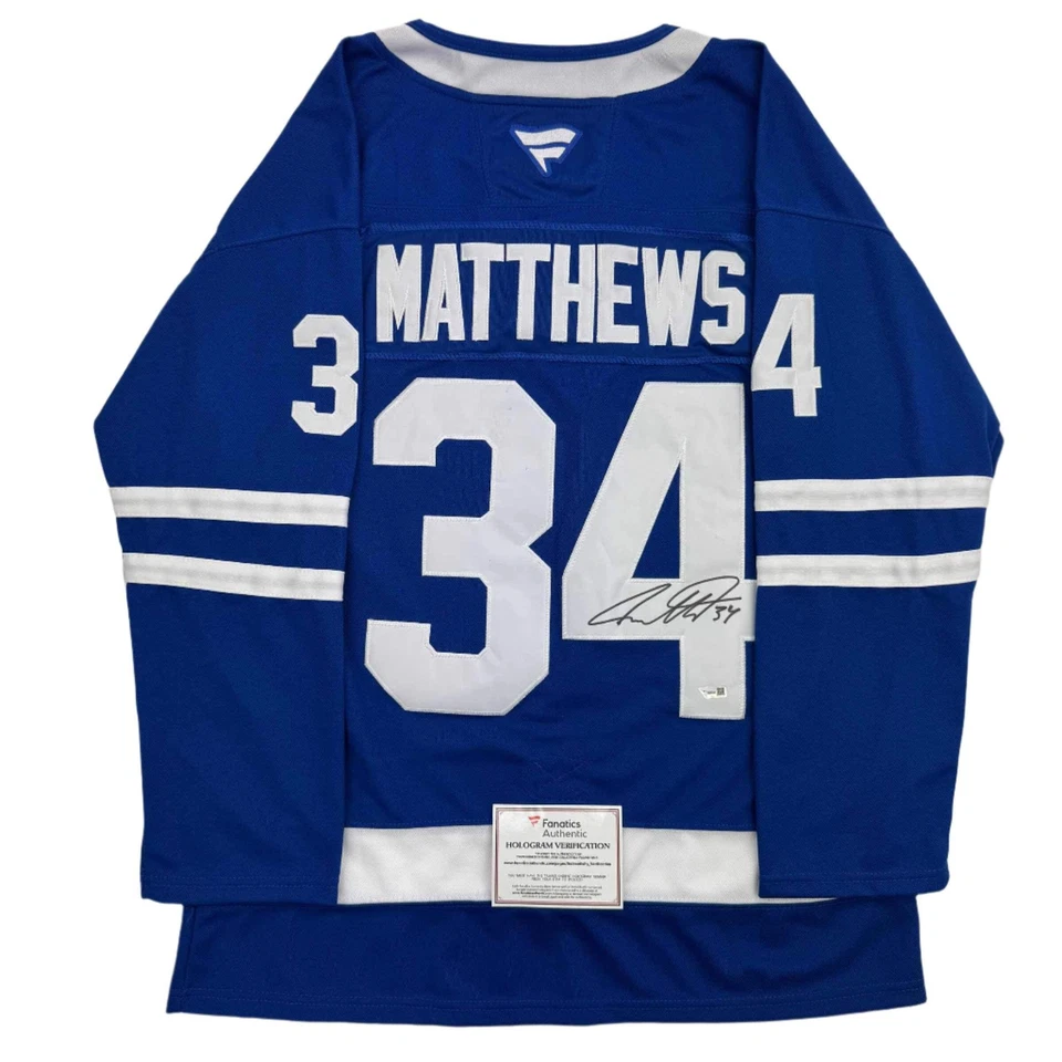 Autographed/Signed Auston Matthews Maple Leafs Blue Hockey Jersey Fanatics COA - Image 1 of 4