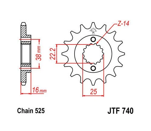 Piñón delantero JT 525 15T #JTF740.15 Ducati Foto 1 de 1