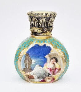 VIKTORIANISCHE VINAIGRETTE MASSIV SILBER VERGOLDET & PORZELLAN um 1840 COPELAND & GARRETT - Bild 1 von 11