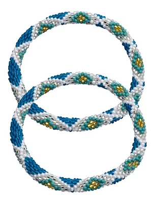 Set of 2 Handmade Glass Seed Bead Beaded Multi-Color Stackable Crochet Bracelets - Image 1 of 4