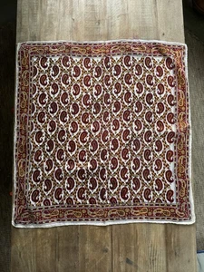 Pañuelo pañuelo vintage estampado en bloques rojo cachemir floral cuadrado algodón bufanda - Imagen 1 de 10