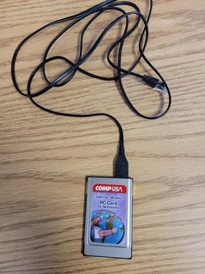 CompUSA 56k PCMCIA Fax/Modem PC Card for Notebooks FM56C-NFS-FS +6' Cable - Image 1 of 2