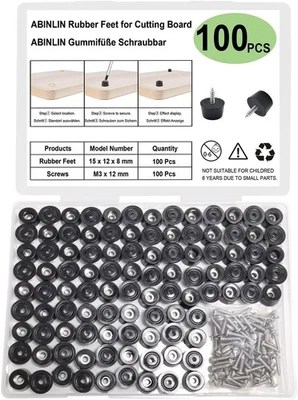 Pies de goma para tabla de cortar antideslizantes - 100 piezas pies de goma pequeños con 304 S... Foto 1 de 4