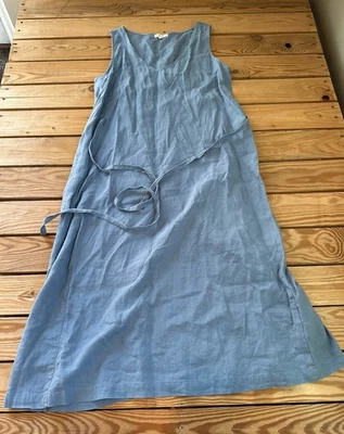 Vestido sin mangas vintage It is well L.A. de lino para mujer talla M azul G12 Foto 1 de 4