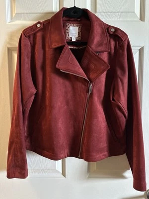 Chaqueta Lauren Conrad Borgoña Granate Estilo Moto XL XLARGE Foto 1 de 4