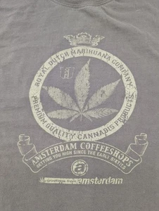 T-shirt Amsterdam Coffee Shop Royal Dutch Marijuana Co. Cannibas grigia taglia Med - Foto 1 di 6