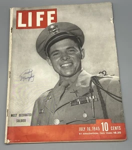 Rivista LIFE firmata Tenente AUDIE MURPHY 16 luglio 1945 * Soldato seconda guerra mondiale MOH * RARA * - Foto 1 di 3