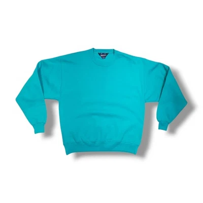 Sudadera unisex vintage LANDS END 90s verde en blanco lisa hecha en EE. UU. M 38-40 Foto 1 de 4