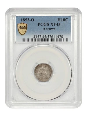 1853-O H10C PCGS XF45 (Arrows) - Liberty Seated Half Dime - Image 1 of 4